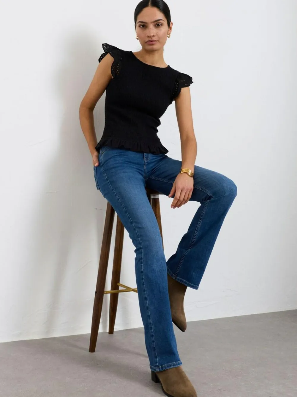 Fat Face FatFace Katrine Skinny Bootcut Jeans Denim Dark Blue