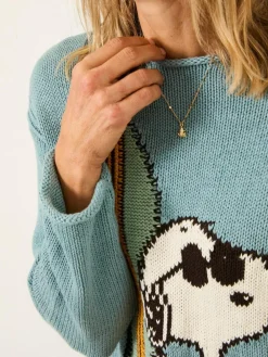 Discount Fat Face FatFace Light Blue Snoopy Knitted Jumper