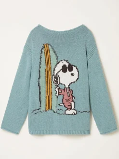 Discount Fat Face FatFace Light Blue Snoopy Knitted Jumper