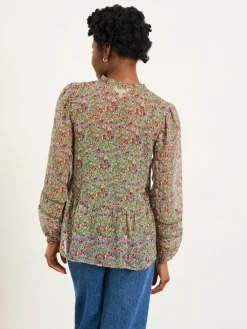 Outlet Fat Face FatFace Mel Green Ditsy Garden Petite Blouse