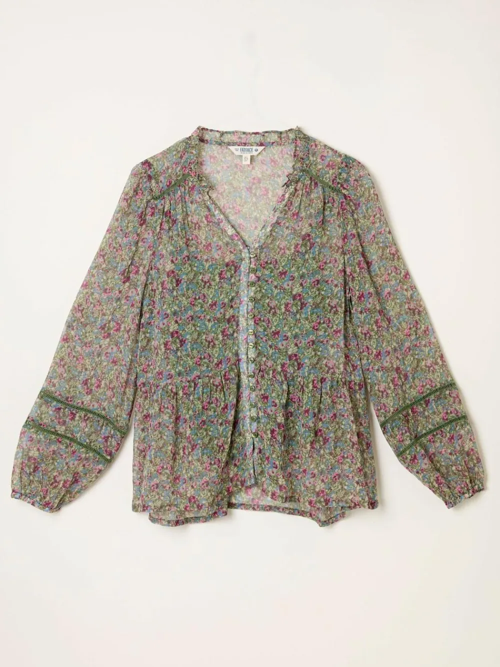 Outlet Fat Face FatFace Mel Green Ditsy Garden Petite Blouse