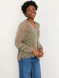 Fat Face FatFace Mel Green Ditsy Garden Blouse^Women Tops & T-Shirts|Blouses & Shirts