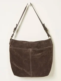 Fat Face FatFace Molly Chocolate Brown Suede Shoulder Bag^Women Bags