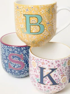 New Fat Face FatFace Multi Alphabet Floral Mug