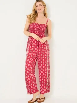 Online Fat Face FatFace Natalie Jumpsuit Dark Pink Earth Geo