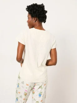 New Fat Face FatFace Natalie Ivory Frog Graphic T shirt