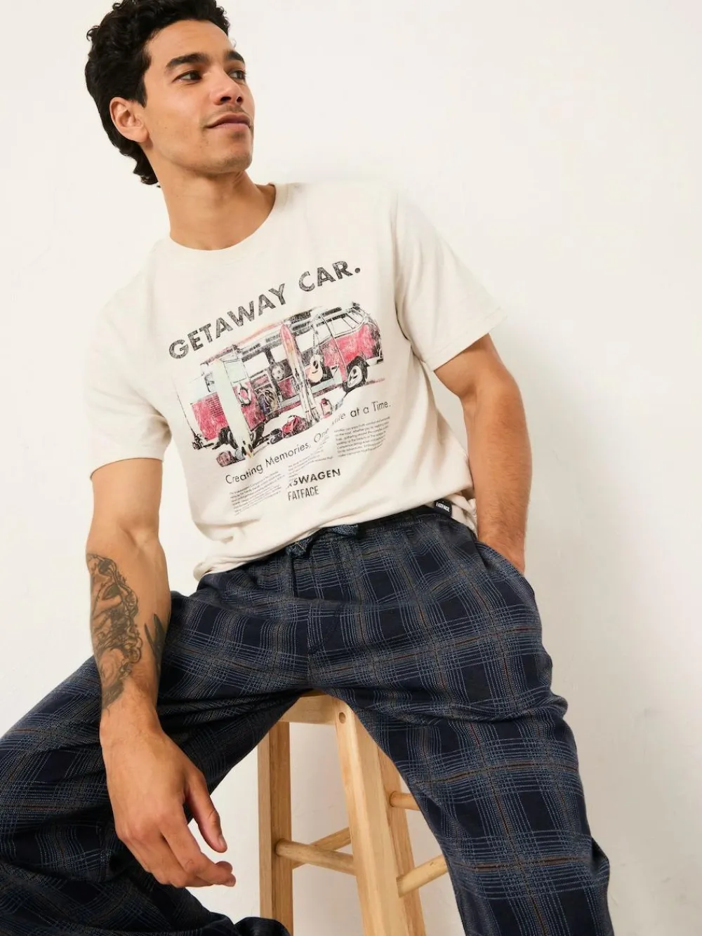 Hot Fat Face FatFace Graphic T-Shirt Natural VW Getaway Car