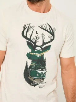 Outlet Fat Face FatFace Natural VW Stag Tshirt