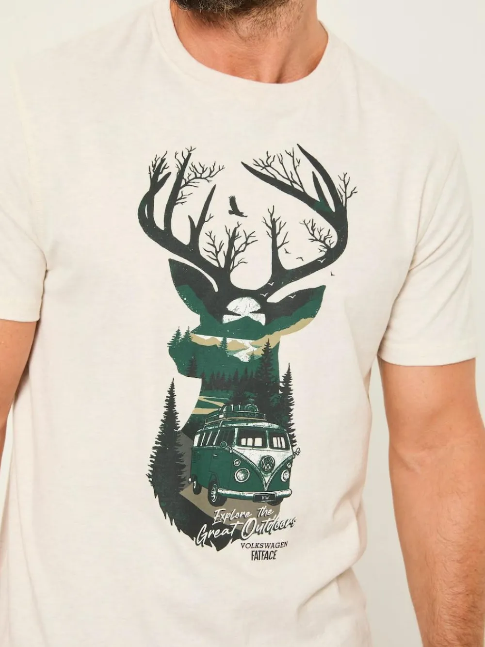 Outlet Fat Face FatFace Natural VW Stag Tshirt