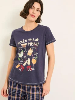 New Fat Face FatFace Navy Apres Ski Graphic T Shirt