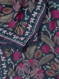 Fat Face FatFace Navy Blue Leaf Floral Printed Lightweight Scarf^Women Hats, Gloves & Scarves|Hats, Gloves & Scarves
