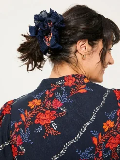 Fat Face FatFace Navy Folk Floral Printed Scrunchie^Women Jewellery