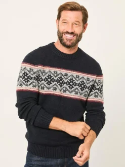 Fat Face FatFace Navy Snowflake Fairisle Knitted Crew Neck Jumper^ Knitwear|Knitwear