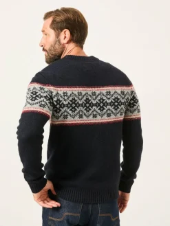 Fat Face FatFace Navy Snowflake Fairisle Knitted Crew Neck Jumper^ Knitwear|Knitwear