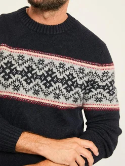 Fat Face FatFace Navy Snowflake Fairisle Knitted Crew Neck Jumper^ Knitwear|Knitwear