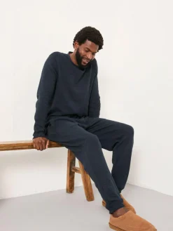 Fat Face FatFace Navy Textured Long Sleeve Crew T-Shirt^ Loungewear