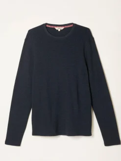 Fat Face FatFace Navy Textured Long Sleeve Crew T-Shirt^ Loungewear
