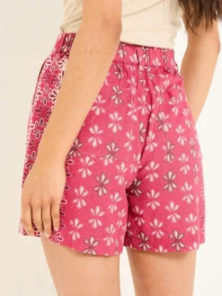 Fat Face FatFace Nell Dark Pink Earth Geo Linen Blend Shorts^Women Shorts