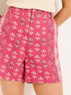 Fat Face FatFace Nell Dark Pink Earth Geo Linen Blend Shorts^Women Shorts