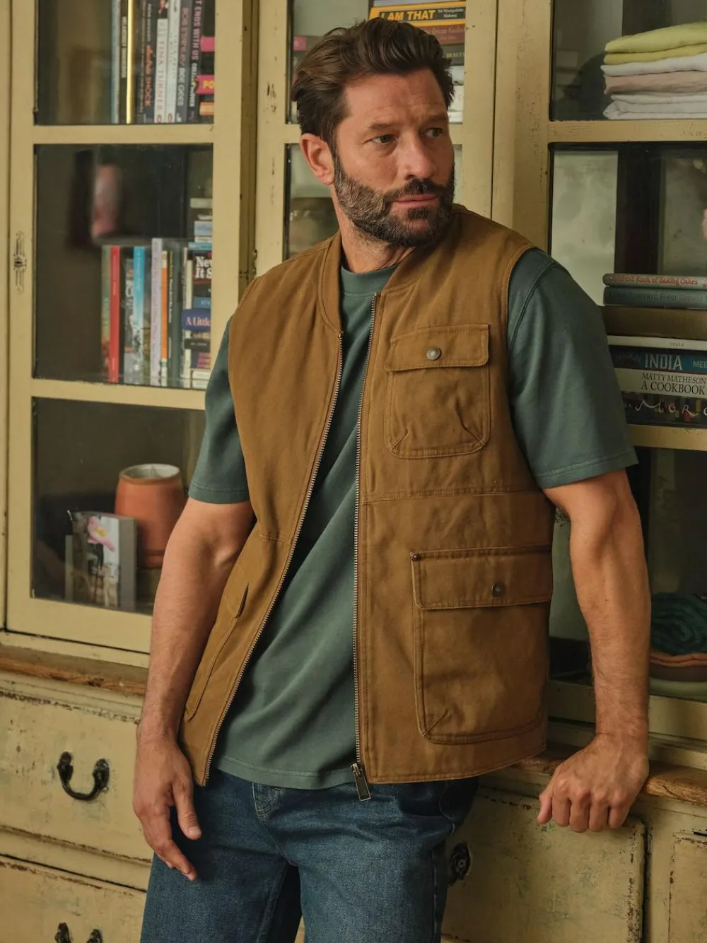 Sale Fat Face FatFace Rydal Light Brown Canvas Gilet