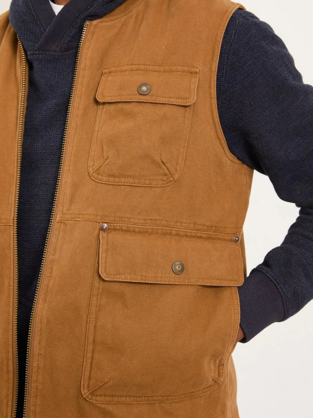 Sale Fat Face FatFace Rydal Light Brown Canvas Gilet