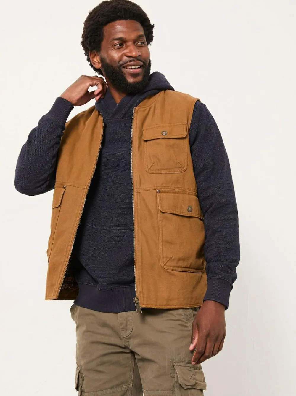 Sale Fat Face FatFace Rydal Light Brown Canvas Gilet