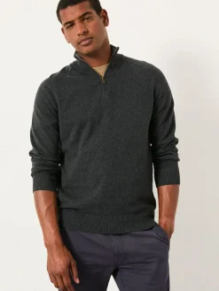 Discount Fat Face FatFace Rye Half Zip Neck Knitted Jumper Charcoal Grey