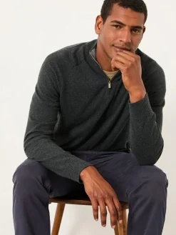 Discount Fat Face FatFace Rye Half Zip Neck Knitted Jumper Charcoal Grey