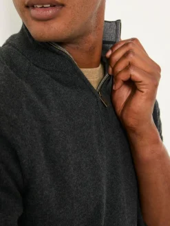 Discount Fat Face FatFace Rye Half Zip Neck Knitted Jumper Charcoal Grey