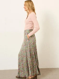 Online Fat Face FatFace Sadie Midi Skirt Green Ditsy Garden