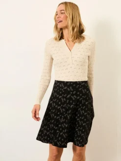 Online Fat Face FatFace Selena Jersey Skirt Black Oriental Tonal