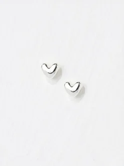 Discount Fat Face FatFace Heart Stud Earrings Silver Tone