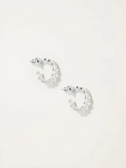 Discount Fat Face FatFace Silver Tone Leaf Huggie Earrings