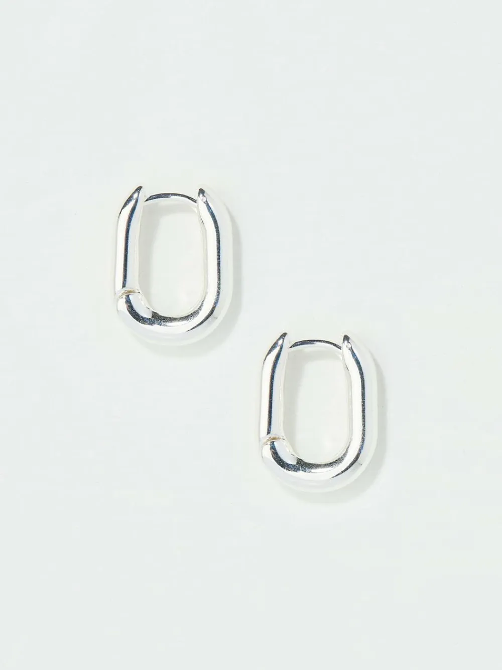Fat Face FatFace Silver Tone Oval Huggie Hoop Earrings^Women Jewellery