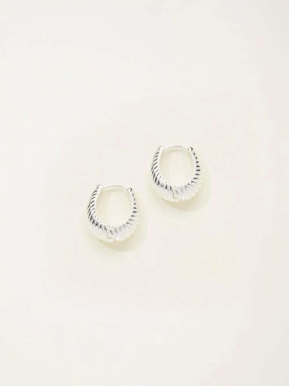 Discount Fat Face FatFace Silver Tone Textured Hoop Earrings