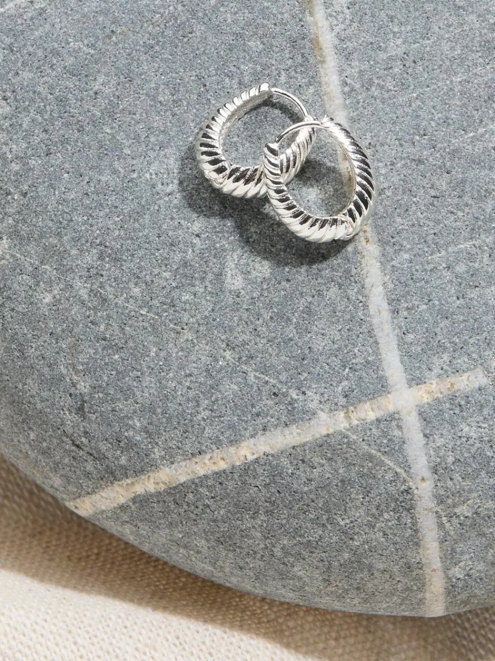 Discount Fat Face FatFace Silver Tone Textured Hoop Earrings