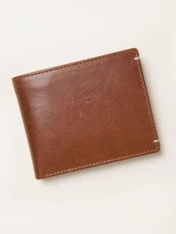 Fat Face FatFace Tan Brown Corner Stitch Detail Leather Wallet^ Wallets
