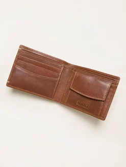 Fat Face FatFace Tan Brown Corner Stitch Detail Leather Wallet^ Wallets