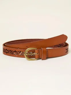 Fat Face FatFace Tan Brown Cut Out Detail Leather Belt^Women Belts