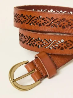 Fat Face FatFace Tan Brown Cut Out Detail Leather Belt^Women Belts