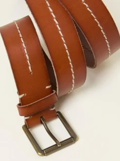 Best Fat Face FatFace Tan Brown Stitch Detail Leather Belt