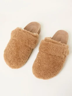 Fat Face FatFace Tan Brown Teddy House Shoe^Women Slippers