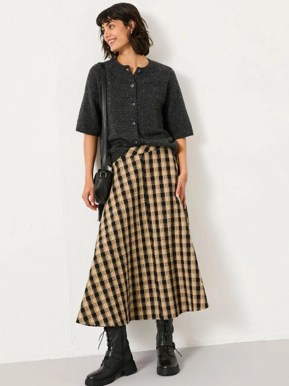 Fat Face FatFace Tilda Black Check Midi Skirt^Women Skirts