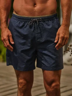 Clearance Fat Face FatFace Trevose Navy Abstract Geo Print Swim Shorts