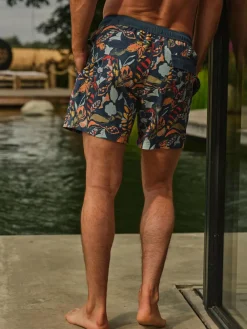 Fat Face FatFace Trevose Teal Blue Jungle Print Swim Shorts^ Swimwear