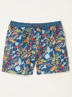 Fat Face FatFace Trevose Teal Blue Jungle Print Swim Shorts^ Swimwear