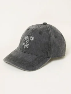 Sale Fat Face FatFace Embroidered Daisy Cap Washed Black