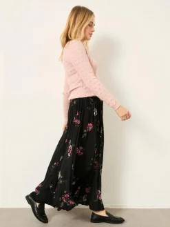 New Fat Face FatFace Willow Midi Skirt Black Spring Floral