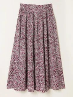 Online Fat Face FatFace Willow Midi Skirt Plum Purple 2 Tone Floral