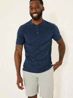 Sale Fat Face FatFace Woodside Navy Slub Henley T-Shirt